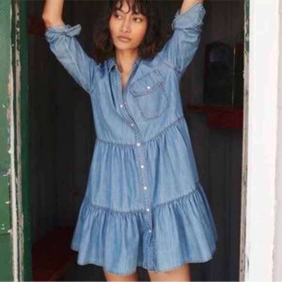 VERONICA BEARD Atari Chambray Tiered Dress Sz XXS/00 - Picture 1 of 6
